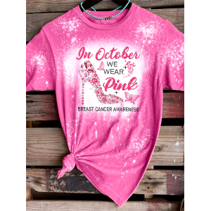 🎀Buy 3 get 12% off丨Breast Cancer Awareness In October We Wear Pink Heels Butterfly Print T-Shirt