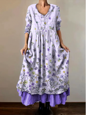 💜Buy 3 get 12% off丨Women's Alzheimer's Awareness Purple Floral Pansy Printed Double-layered Long Skirt
