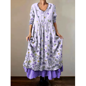 💜Buy 3 get 12% off丨Women's Alzheimer's Awareness Purple Floral Pansy Printed Double-layered Long Skirt