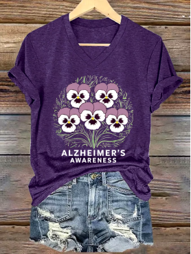 💜Buy 3 get 12% off丨Women's Alzheimer's Awareness Print Short Sleeve T-Shirt