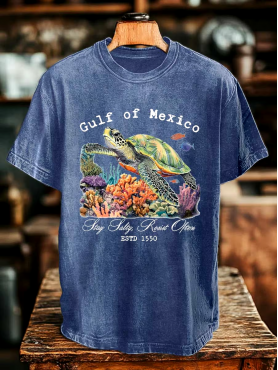 ⭐⭐⭐⭐⭐丨Men's Gulf Of Mexico Printed Round Neck T-Shirt