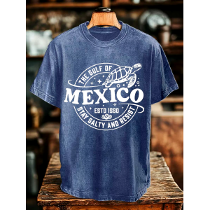 🌊Buy 3 get 12% off丨Men's Gulf Of Mexico Printed Round Neck T-Shirt