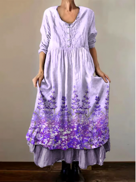 💜Buy 3 get 12% off丨Women's Alzheimer's Awareness Purple Floral Pansy Printed Double-layered Long Skirt
