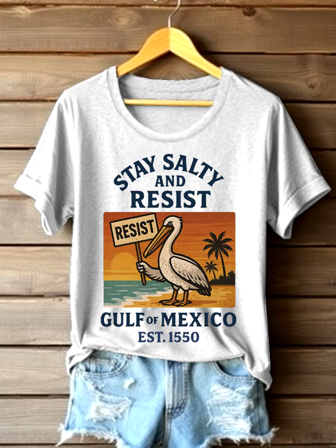 🌊Buy 3 get 12% off丨Women's Gulf Of Mexico Printed Round Neck T-shirt