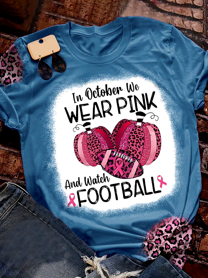 🎀Buy 3 get 12% off丨In October We Wear Pink And Watch Football Leopard Print T-Shirt