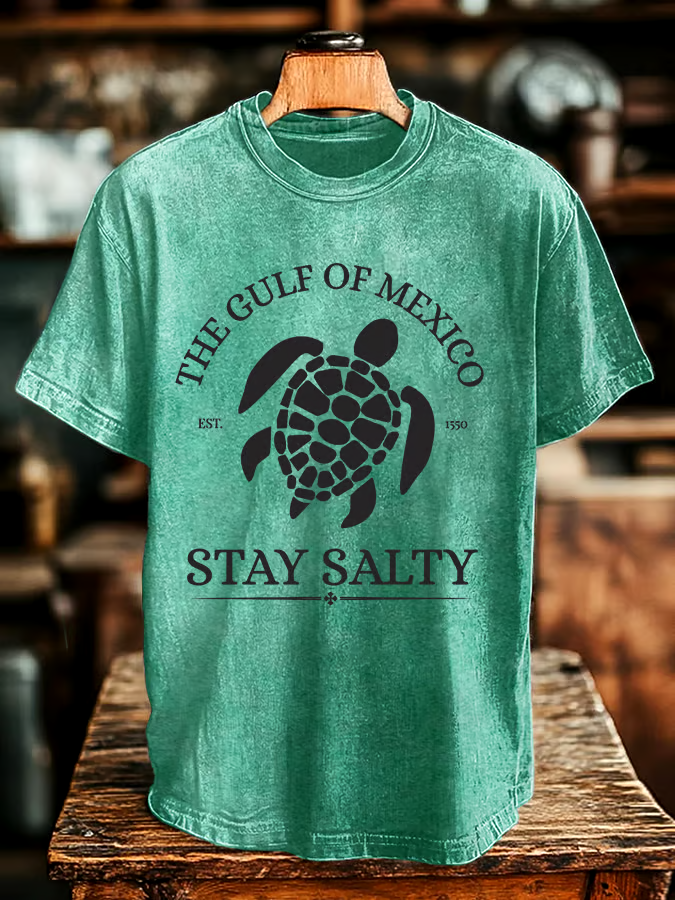 🌊Buy 3 get 12% off丨Men's Gulf Of Mexico Printed Round Neck T-Shirt