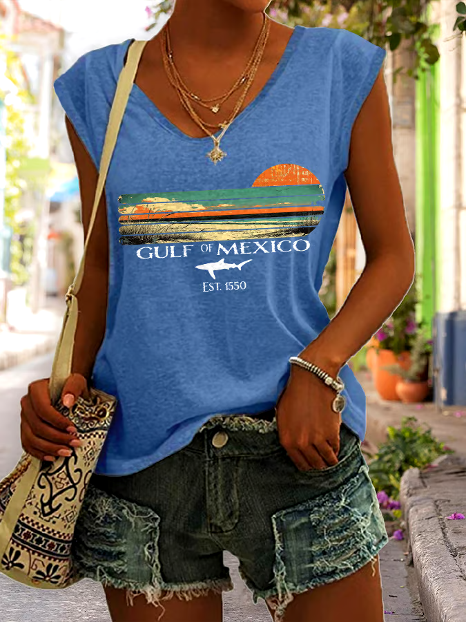 🌊Buy 3 get 12% off丨Women's Gulf Of Mexico Print Tank Top
