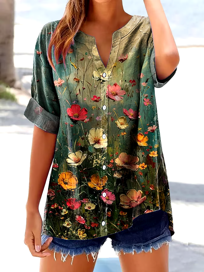 🌸Buy 3 get 12% off丨Women's Casual Retro Floral Print Shirt