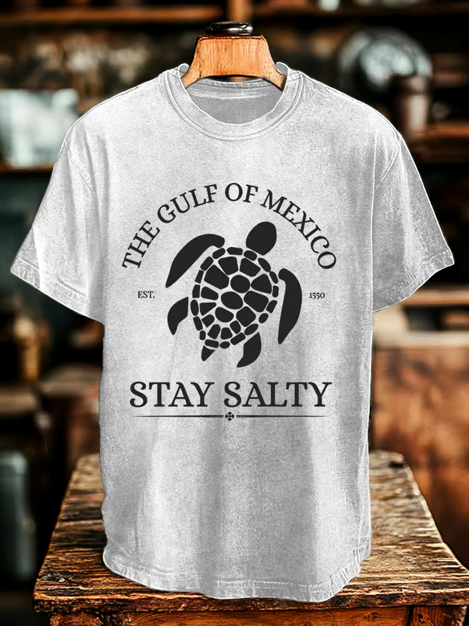 🌊Buy 3 get 12% off丨Men's Gulf Of Mexico Printed Round Neck T-Shirt