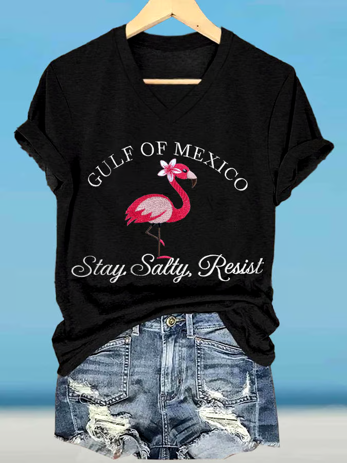 🌊Buy 3 get 12% off丨Women's Gulf Of Mexico Printed V Neck T-Shirt