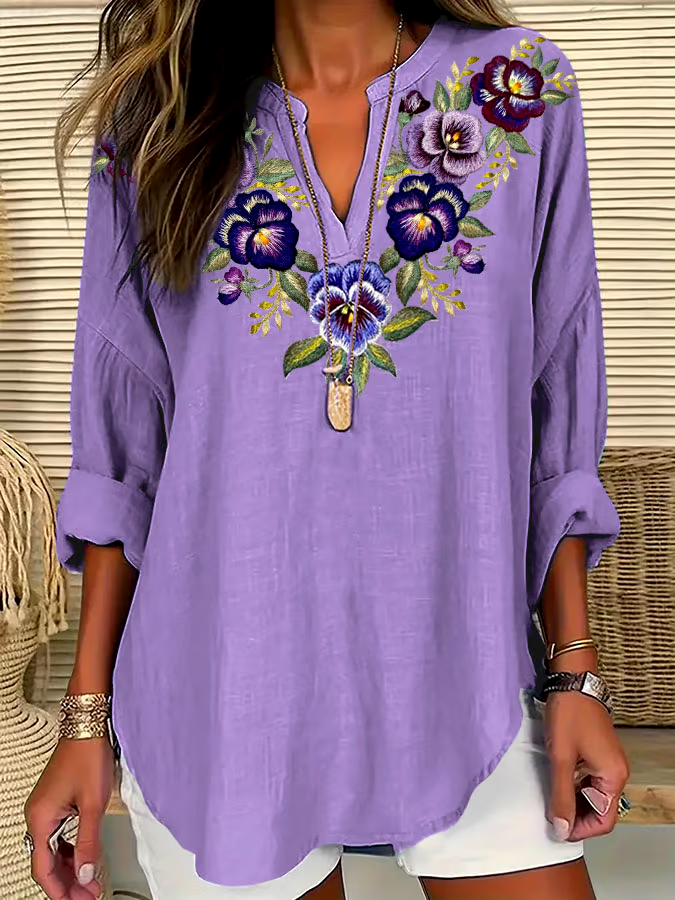 💜Buy 3 get 12% off丨Women's Alzheimer's Purple Floral Casual Shirt