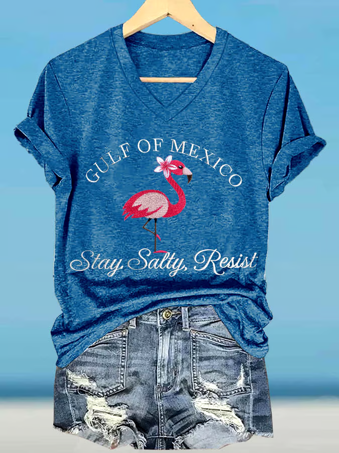 🌊Buy 3 get 12% off丨Women's Gulf Of Mexico Printed V Neck T-Shirt