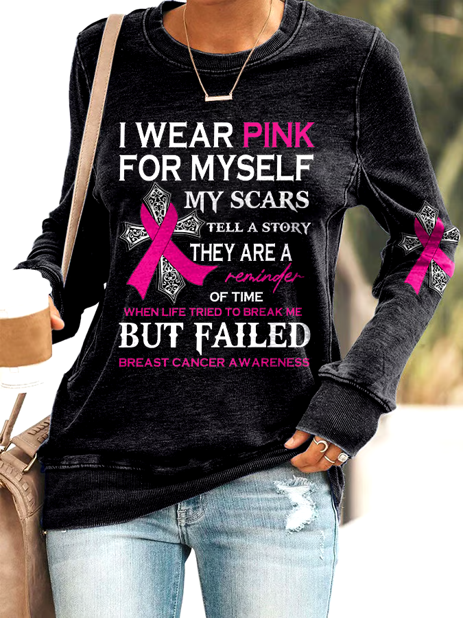 🎀Buy 3 get 12% off丨Faith Breast Cancer Awareness I Wear Pink For Myself Print Sweatshirt