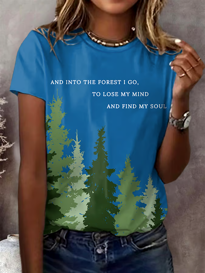 🌳Buy 3 get 12% off丨Women's National Park Conservation Print Crew Neck T-Shirt