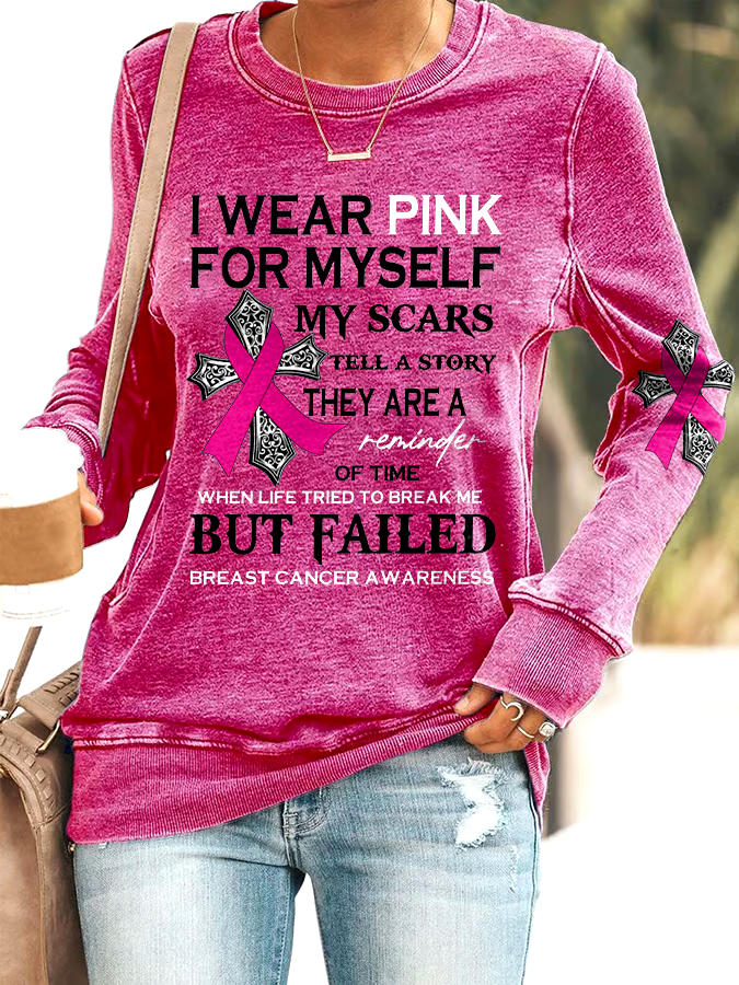 🎀Buy 3 get 12% off丨Faith Breast Cancer Awareness I Wear Pink For Myself Print Sweatshirt