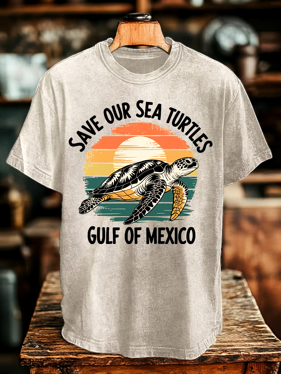🌊Buy 3 get 12% off丨Men's Gulf Of Mexico Printed Round Neck T-Shirt