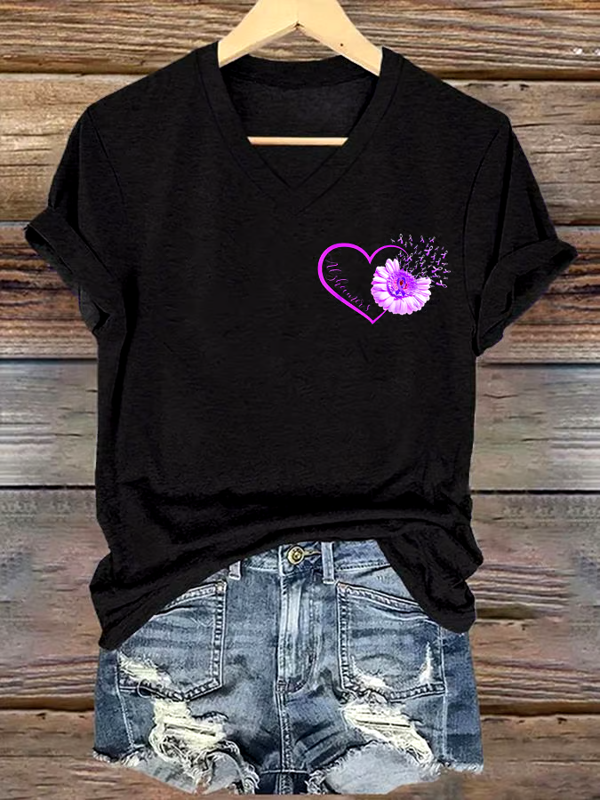 💜Buy 3 get 12% off丨Women's Alzheimer's I Will Remember Awareness Print Short Sleeve T-Shirt