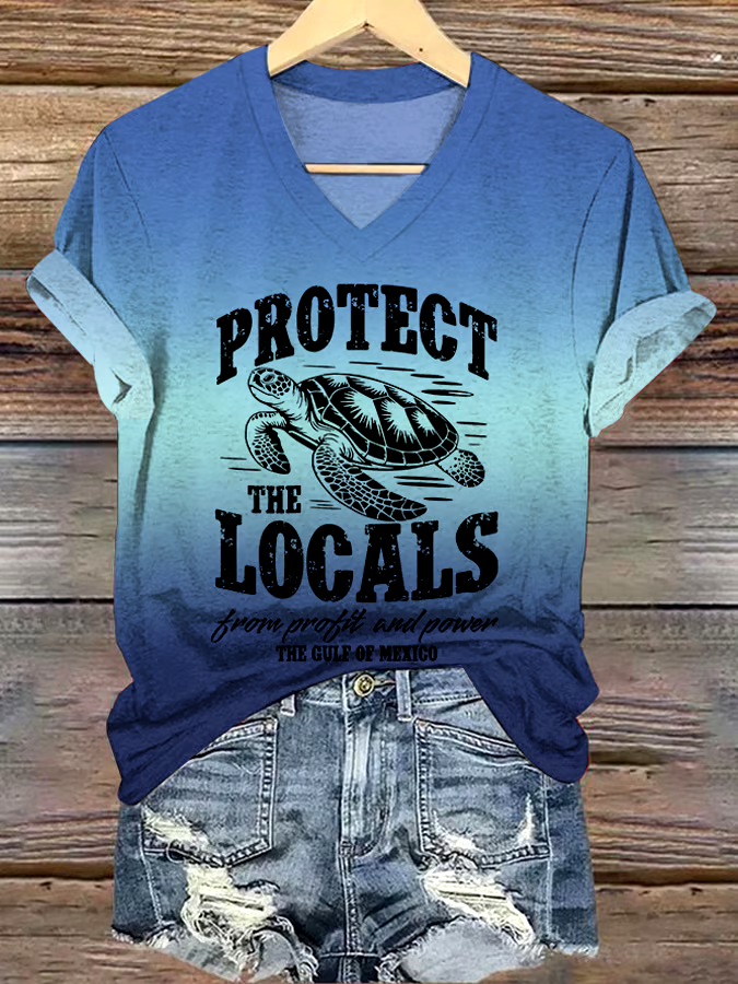 🌊Buy 3 get 12% off丨Women's Gulf Of Mexico Print V Neck T-Shirt