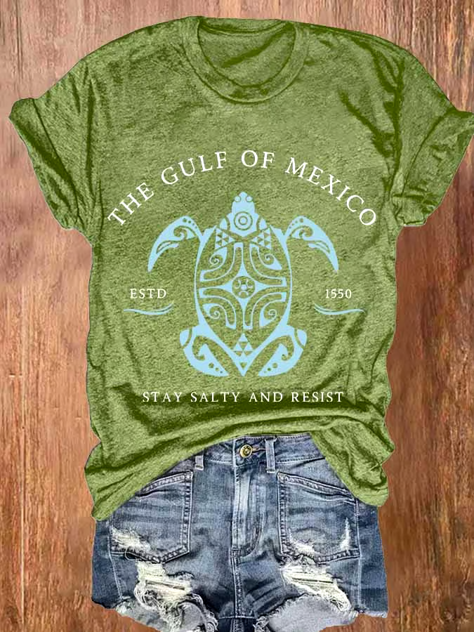 🌊Buy 3 get 12% off丨Women's Gulf Of Mexico Print Round Neck T-Shirt