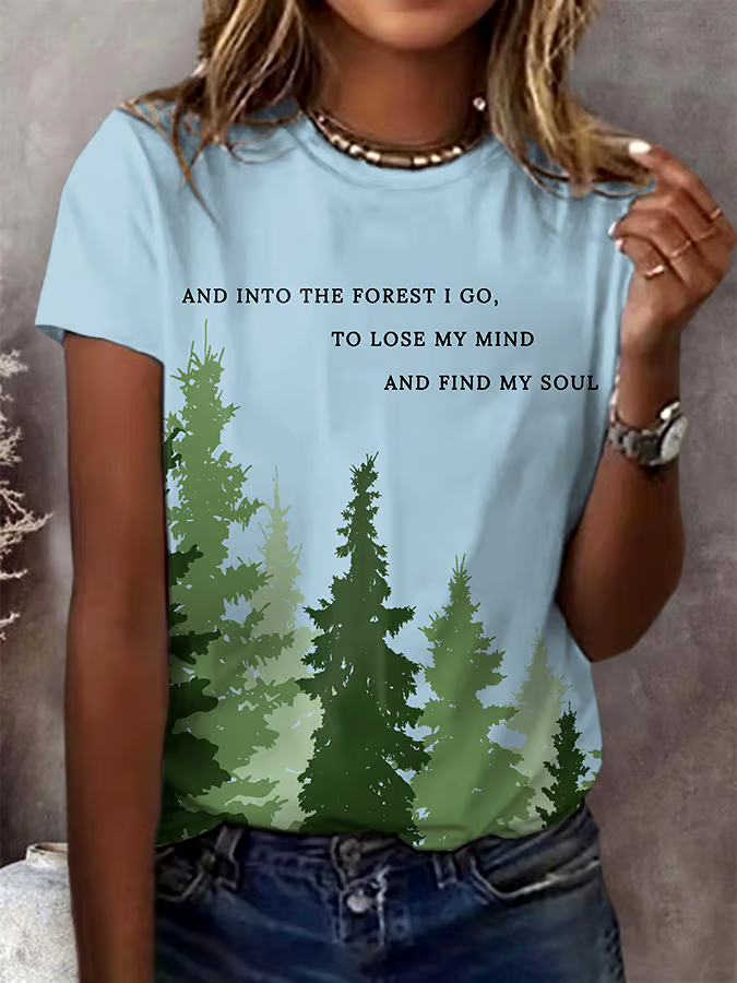 🌳Buy 3 get 12% off丨Women's National Park Conservation Print Crew Neck T-Shirt