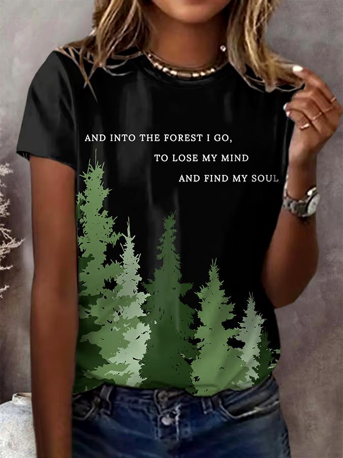 🌳Buy 3 get 12% off丨Women's National Park Conservation Print Crew Neck T-Shirt