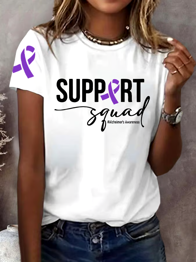 💜Buy 3 get 12% off丨Women's Support Squad Alzheimer's Printed Short-Sleeved T-Shirt
