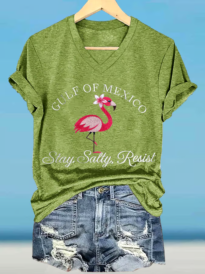 🌊Buy 3 get 12% off丨Women's Gulf Of Mexico Printed V Neck T-Shirt