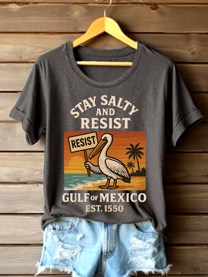 🌊Buy 3 get 12% off丨Women's Gulf Of Mexico Printed Round Neck T-shirt