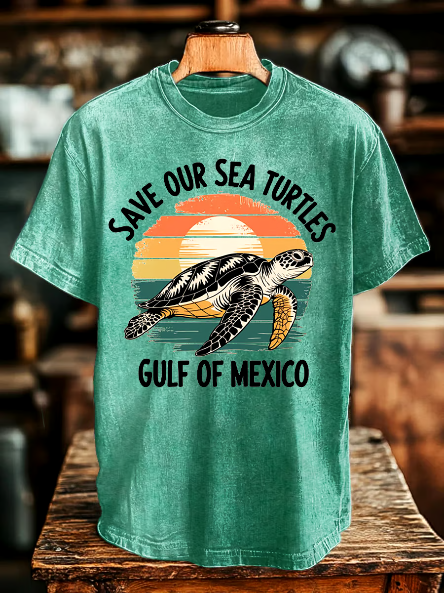 🌊Buy 3 get 12% off丨Men's Gulf Of Mexico Printed Round Neck T-Shirt