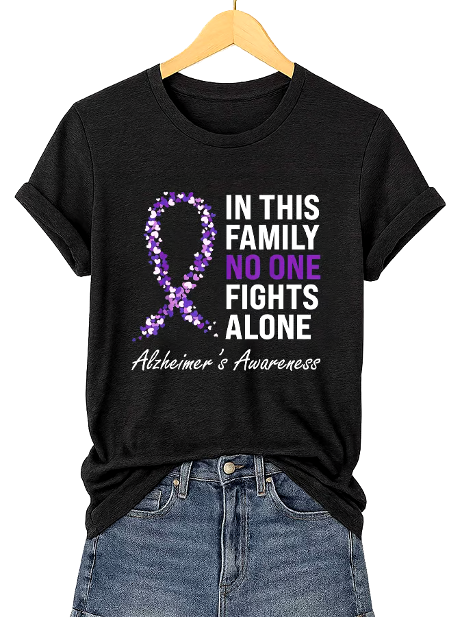 💜Buy 3 get 12% off丨Women's Alzheimer's Awareness Support Round Neck Tee