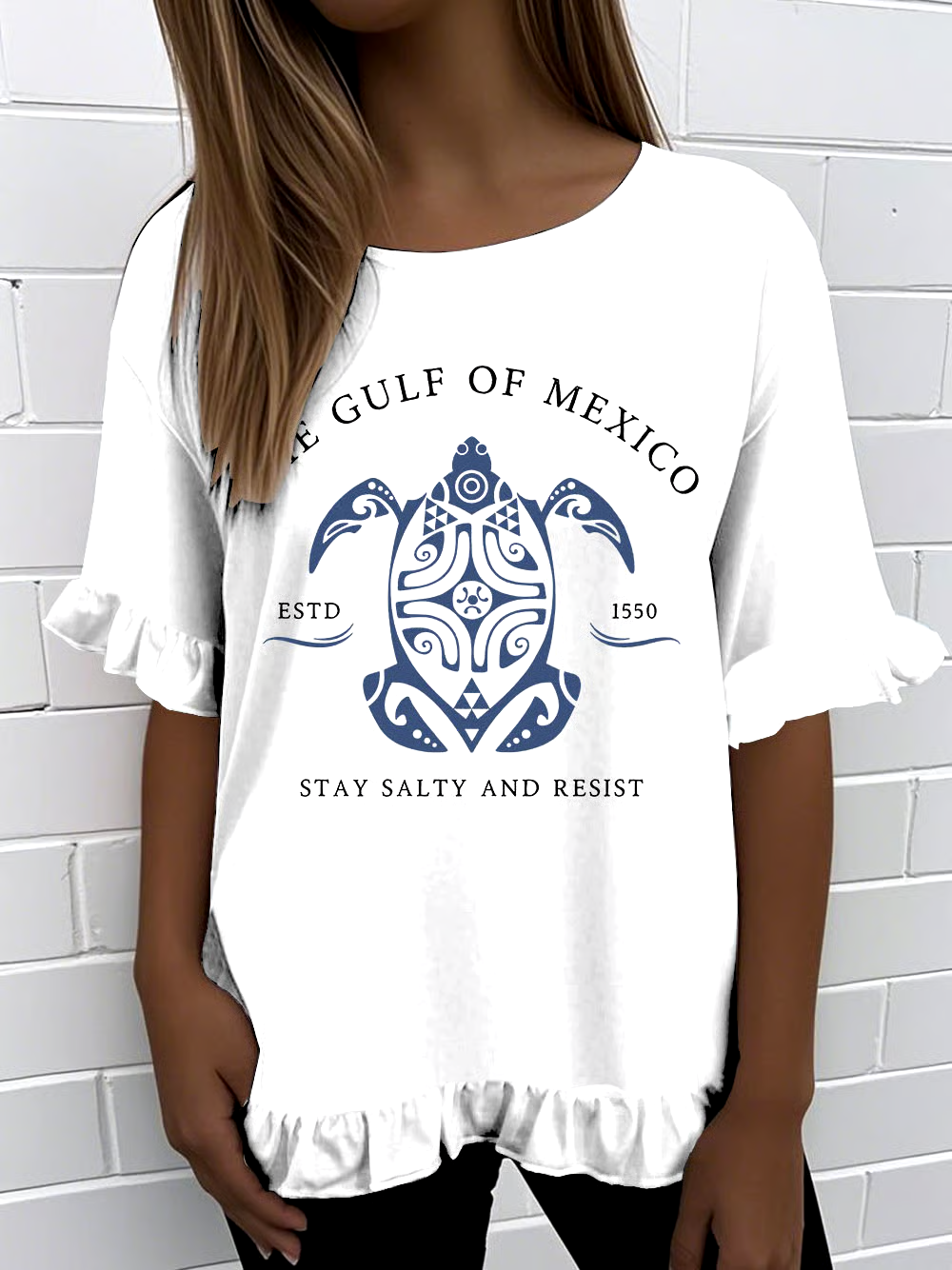🌊Buy 3 get 12% off丨Women's Gulf Of Mexico Print Round Neck T-Shirt