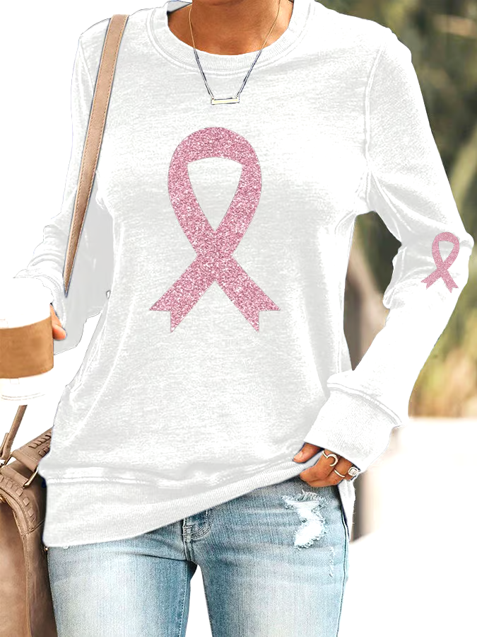 🎀Buy 3 get 12% off丨Women's Breast Cancer Awareness Print Casual Sweatshirt