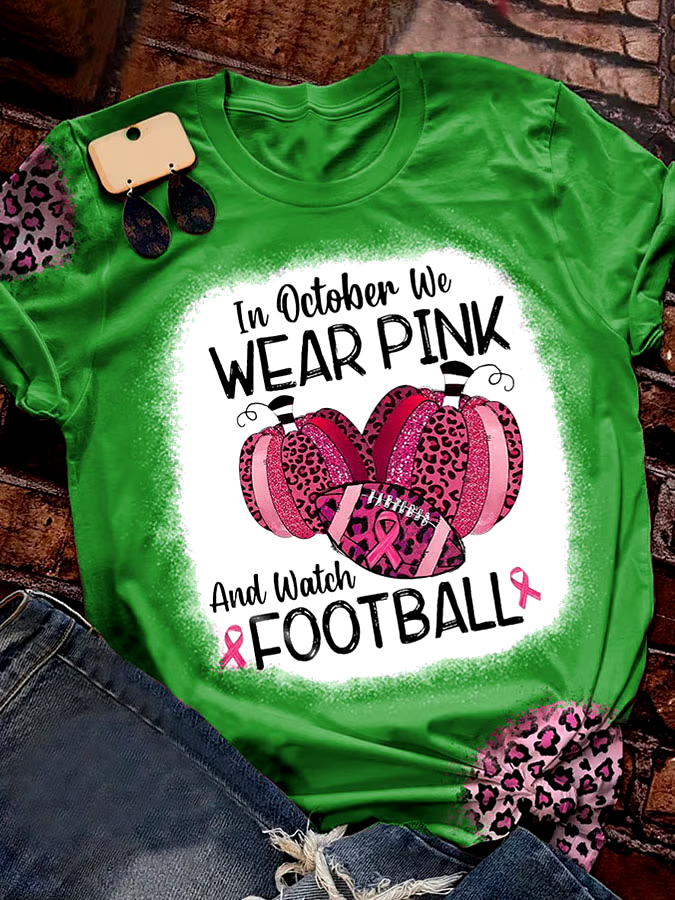 🎀Buy 3 get 12% off丨In October We Wear Pink And Watch Football Leopard Print T-Shirt
