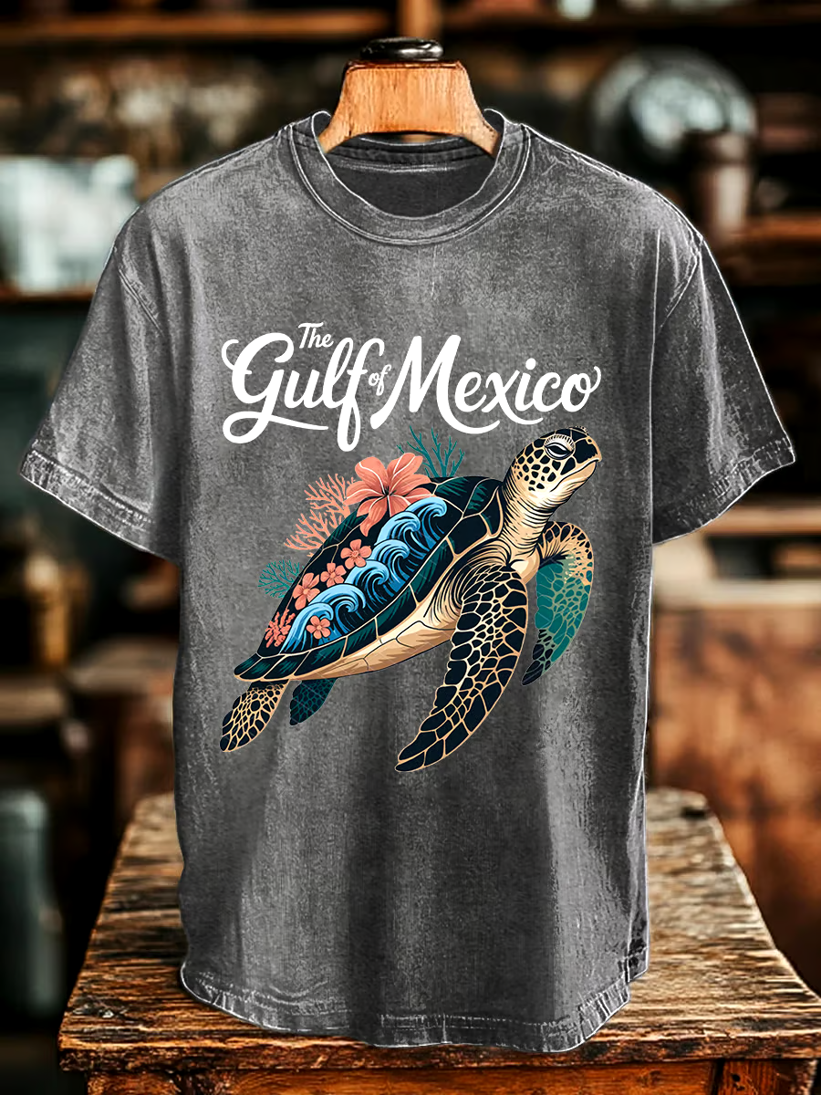 🌊Buy 3 get 12% off丨Men's Gulf Of Mexico Printed Round Neck T-Shirt