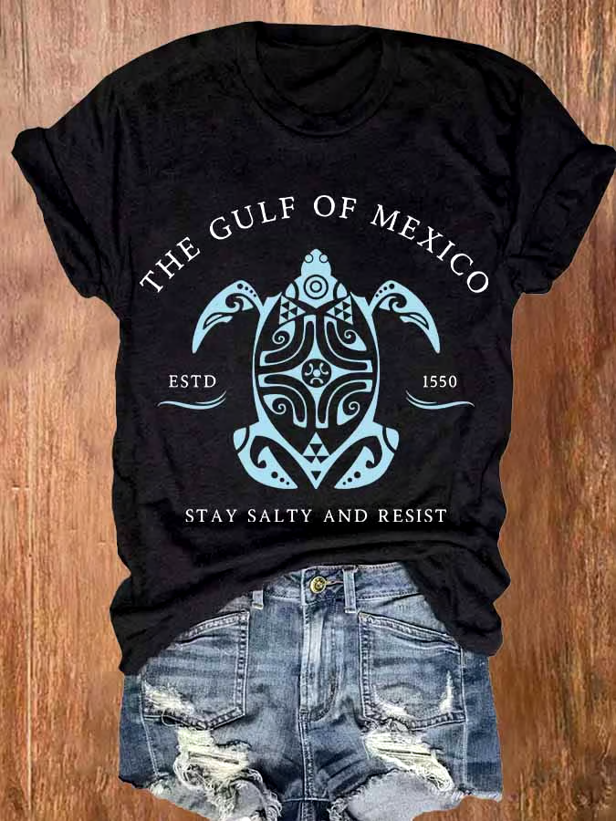 🌊Buy 3 get 12% off丨Women's Gulf Of Mexico Print Round Neck T-Shirt