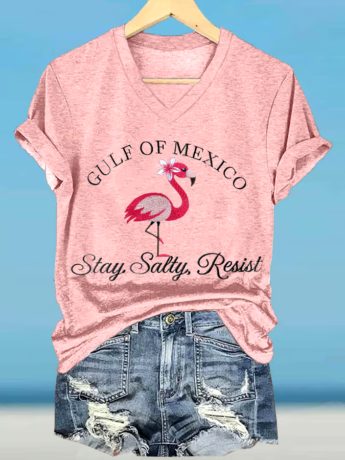 🌊Buy 3 get 12% off丨Women's Gulf Of Mexico Printed V Neck T-Shirt