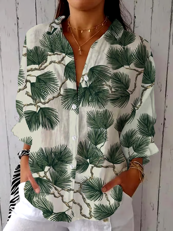 🌳Buy 3 get 12% off丨Women's Retro Forest Design Printed Casual Shirt丨🌿100% natural cotton