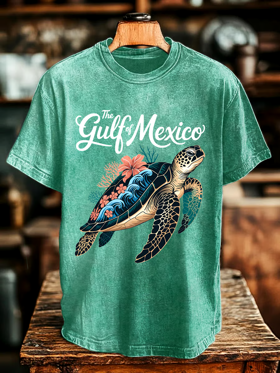 🌊Buy 3 get 12% off丨Men's Gulf Of Mexico Printed Round Neck T-Shirt