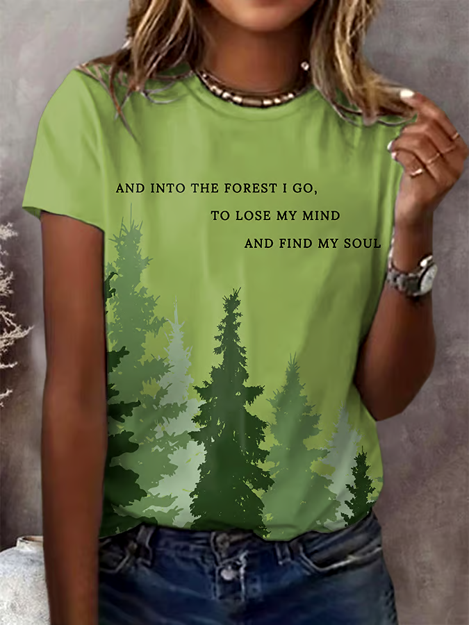 🌳Buy 3 get 12% off丨Women's National Park Conservation Print Crew Neck T-Shirt