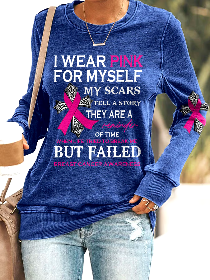 🎀Buy 3 get 12% off丨Faith Breast Cancer Awareness I Wear Pink For Myself Print Sweatshirt