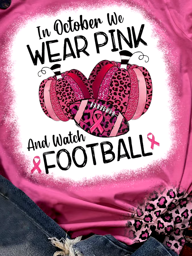 🎀Buy 3 get 12% off丨In October We Wear Pink And Watch Football Leopard Print T-Shirt