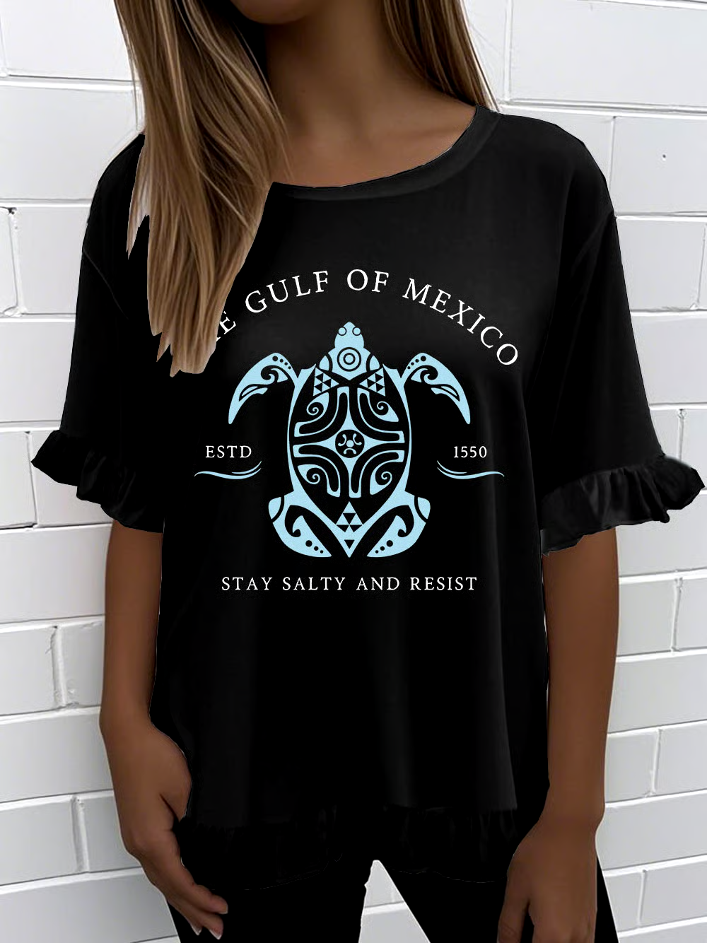 🌊Buy 3 get 12% off丨Women's Gulf Of Mexico Print Round Neck T-Shirt