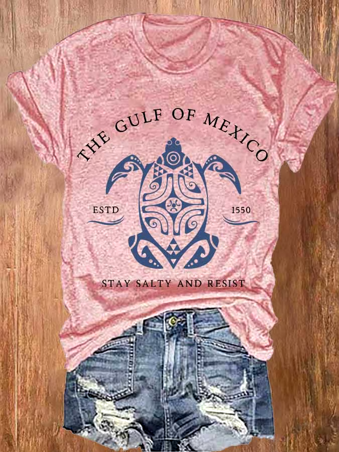 🌊Buy 3 get 12% off丨Women's Gulf Of Mexico Print Round Neck T-Shirt