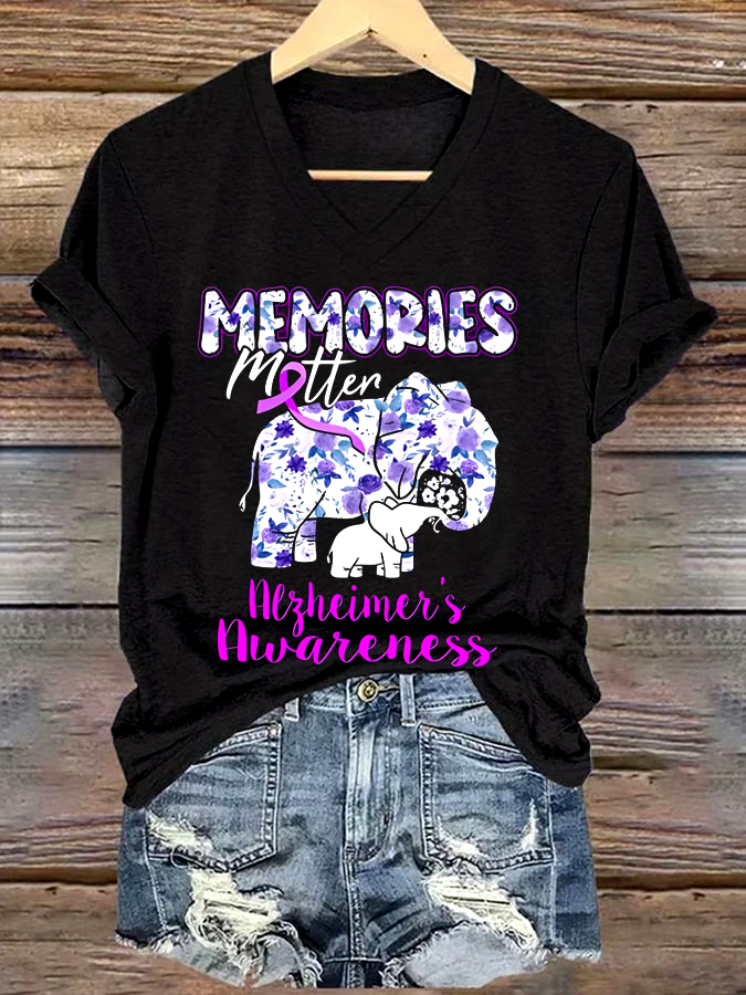 💜Buy 3 get 12% off丨Women's Alzheimer's I Will Remember Awareness Print Short Sleeve T-Shirt